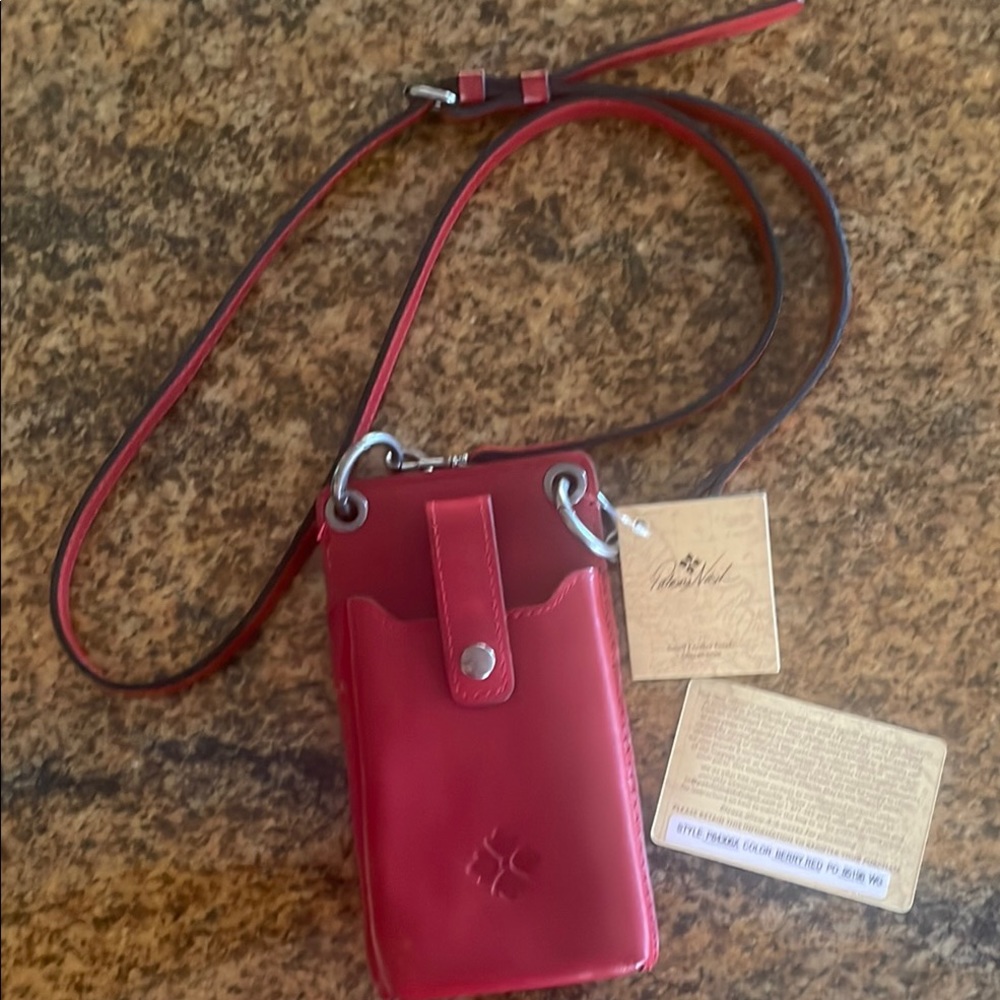 Patricia Nash Red Leather Crossbody Phone Bag